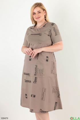 Жіноча коричнева сукня-батал