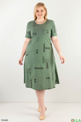 Жіноча зелена сукня-батал