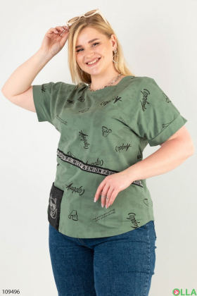 Жіноча зелена футболка-батал