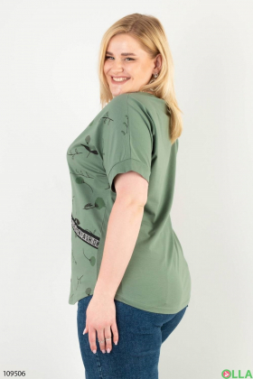 Женская зеленая футболка-батал