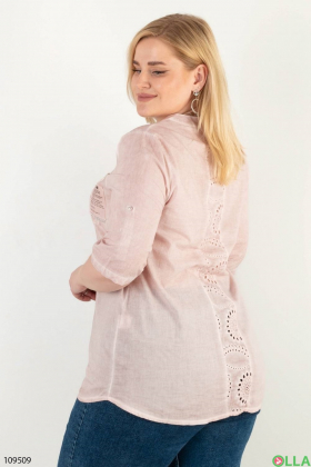 Женская розовая рубашка-батал