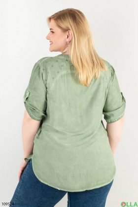 Жіноча зелена сорочка-батал