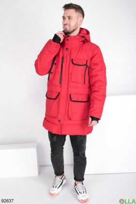 Мужская зимняя красная куртка