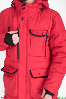 Мужская зимняя красная куртка