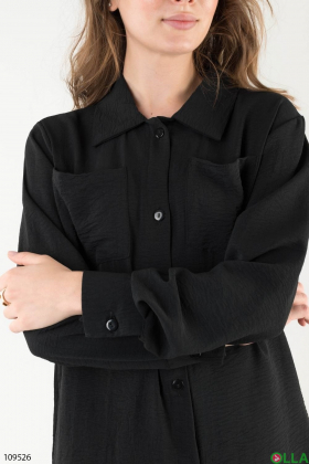 Женский черный костюм из рубашки и шорт