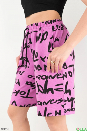 Women's purple shorts in print