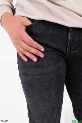 Men's dark gray fleece jeans
