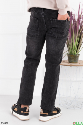 Чоловічі темно-сірі джинси батал на флісі