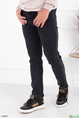 Чоловічі темно-сірі джинси на флісі