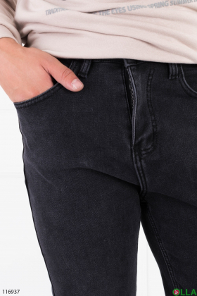 Мужские темно-серые джинсы на флисе