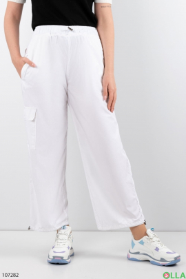Женские белые брюки-карго