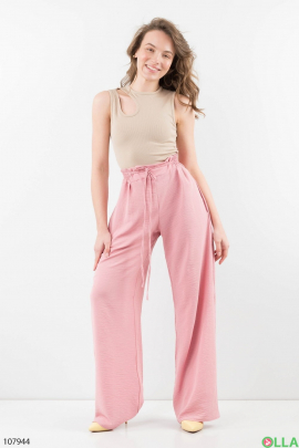 Женские розовые брюки-палаццо