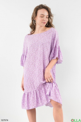 Женское лиловое платье в принт 