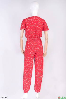 Women's red and white top and trousers suit