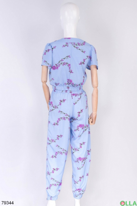 Women's blue print suit from a top and trousers