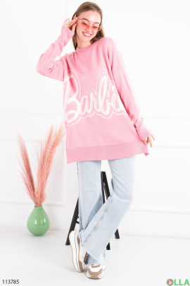 Women's pink sweater with an inscription