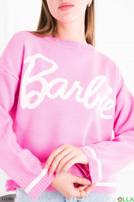 Женский розовый свитер с надписью