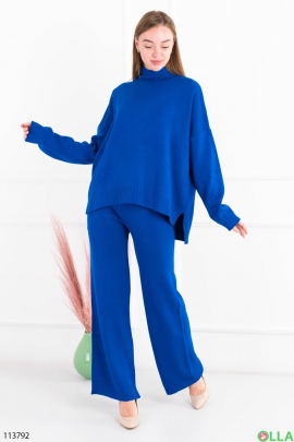 Жіночий синій комплект із светра та брюк