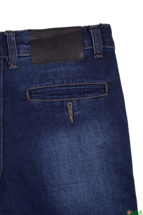 Чоловічі сині джинси з накладними кишенями