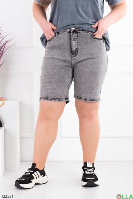 Women's gray denim batal shorts
