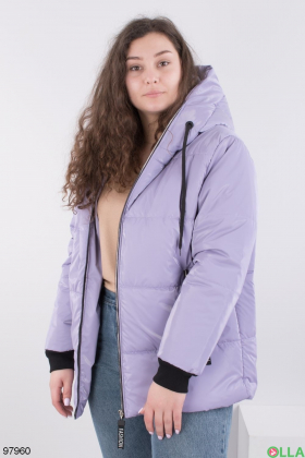 Женская фиолетовая куртка с капюшоном