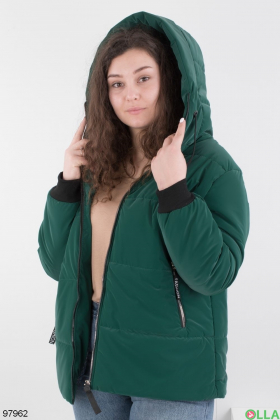 Женская зеленая куртка с капюшоном