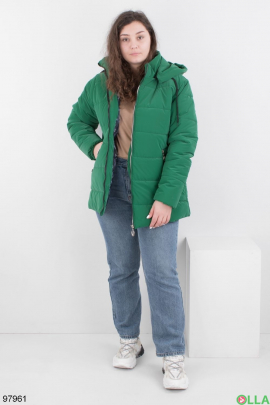 Женская зеленая куртка с капюшоном