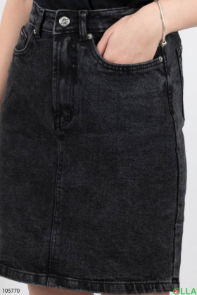 Жіноча темно-сіра джинсова спідниця батал
