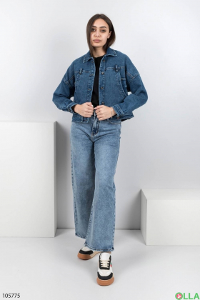 Женская джинсовая синяя куртка