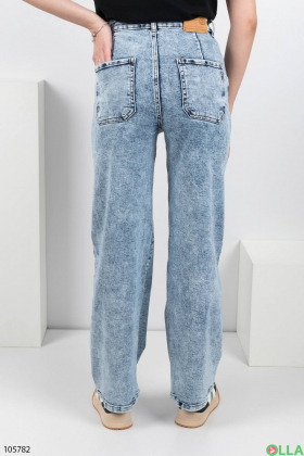Женские голубые джинсы-клеш