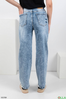 Женские голубые джинсы-клеш