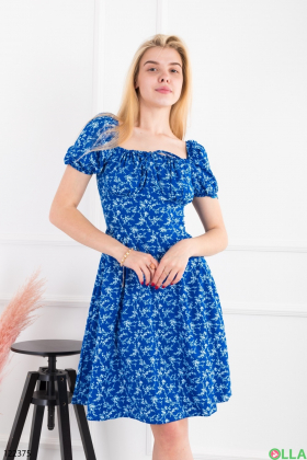 Women's blue sundress with print