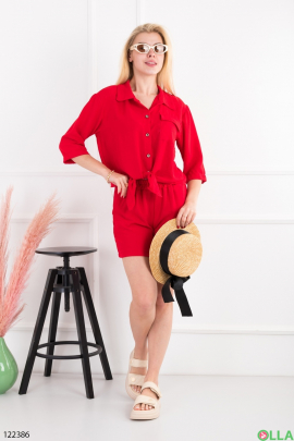 Women's red shirt and shorts set