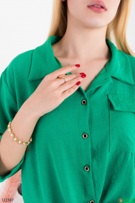 Женский зеленый комплект из рубашки и шорт