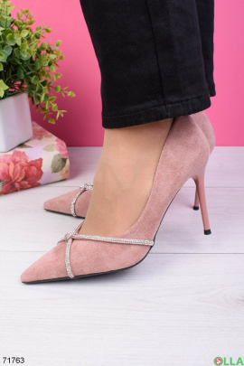 Женские розовые туфли на шпильке