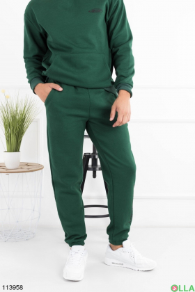Мужской зеленый спортивный костюм на флисе батал