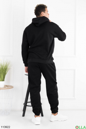 Мужской черный спортивный костюм на флисе батал