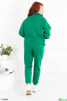 Жіночий зелений спортивний костюм на флісі батал