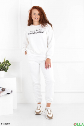 Women's white tracksuit with batal fleece