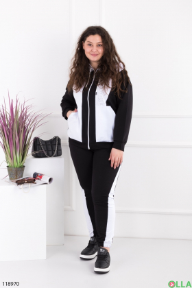 Женский черно-белый спортивный костюм батал