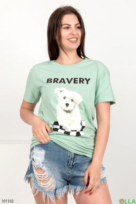 Жіноча бірюзова футболка з принтом
