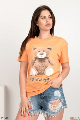 Women's orange printed T-shirt