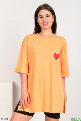 Жіноча оранжева футболка з принтом