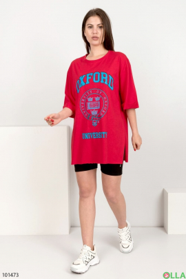 Women's red T-shirt with an inscription