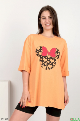 Women's orange printed T-shirt