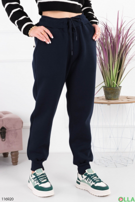 Жіночі темно-сині спортивні брюки-джогери на флісі