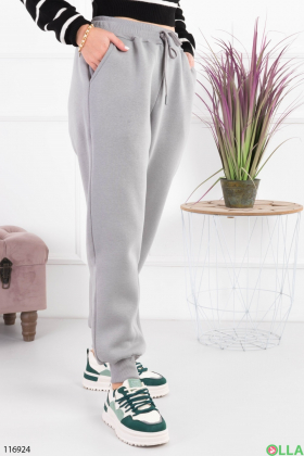 Жіночі сірі спортивні брюки-джогери на флісі