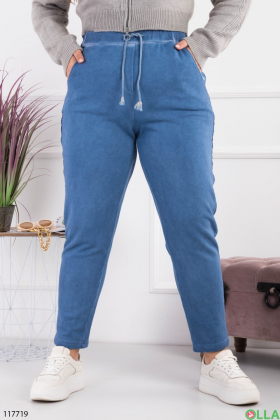 Женские синие спортивные брюки батал