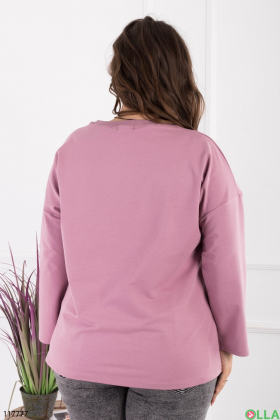 Женский фиолетовый свитшот батал с принтом