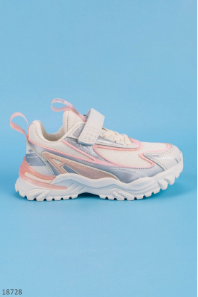 Рожево-білі кросівки для дівчаток
